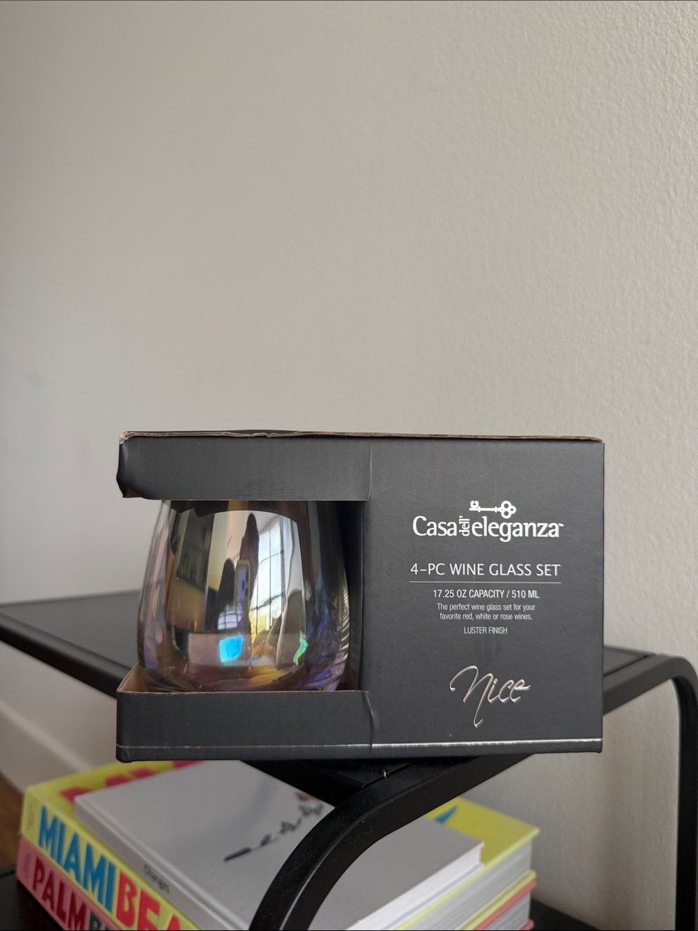 Casa Eleganza Iridescent Stemless Wine Glass - Set of 4
